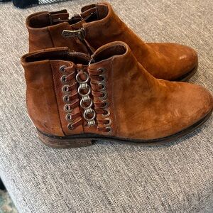 Brown Ankle Boots with Lace Detail